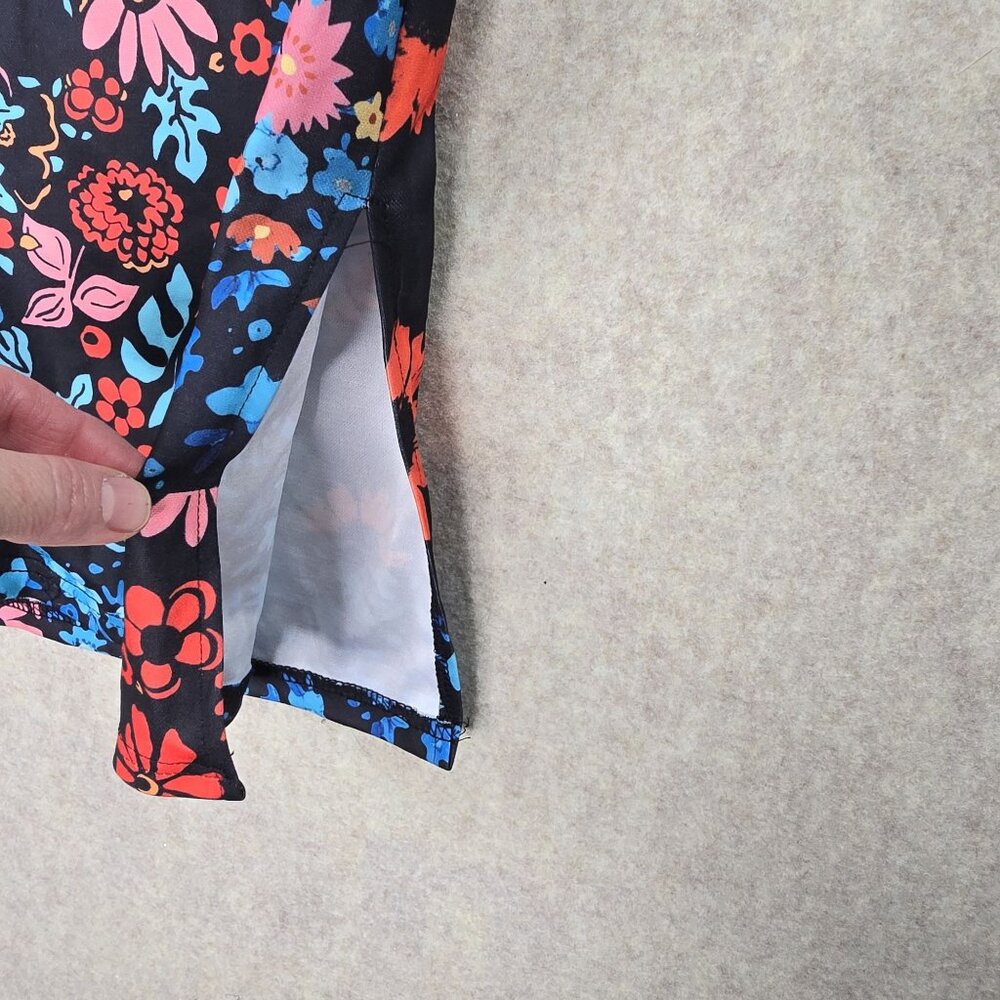 Shein Womens Floral Button-Down Shirt Dress Multicolor Size M Polyester - Picture 4 of 8